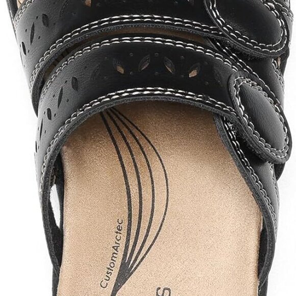 Women's Faux Leather Slide Sandals Casual Comfortable Arch Support Flat - Picture 5 of 8